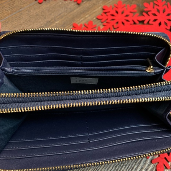 Blue polka dotted double zipper wallet - Picture 2 of 2